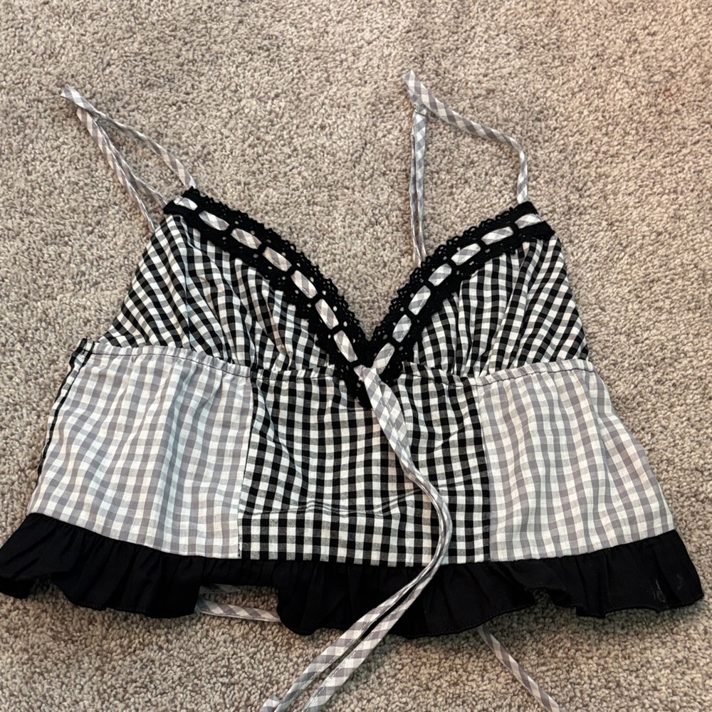 Edikted Black and White Gingham Top